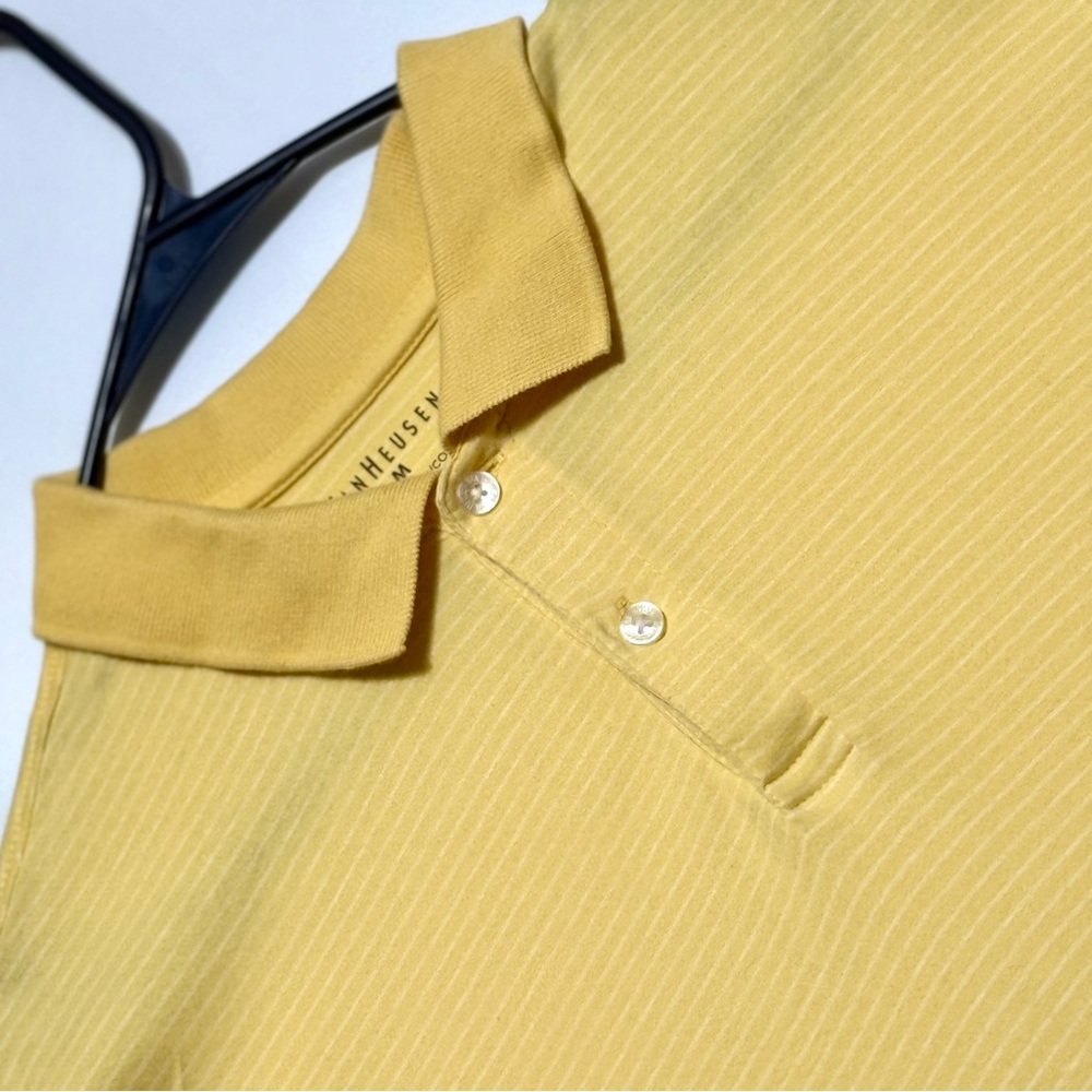 Van Heusen Men's Size M Yellow Striped Polo Shirt Excellent